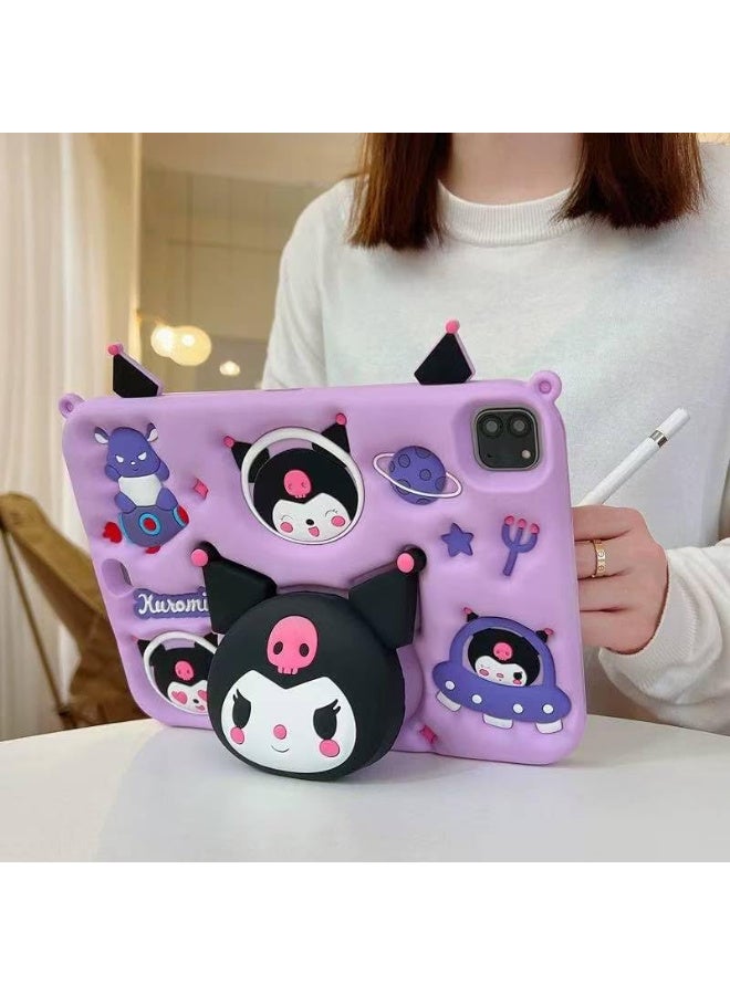 Cartoon 3D Silicon Handle Stand Cover For iPad Air 11 Inch (M3/M2-2025/2024), iPad Air 5th/4th Generation Case (2022/2020) 10.9 Inch, Funda Case (With Rope) (Kuromi) - Image 5